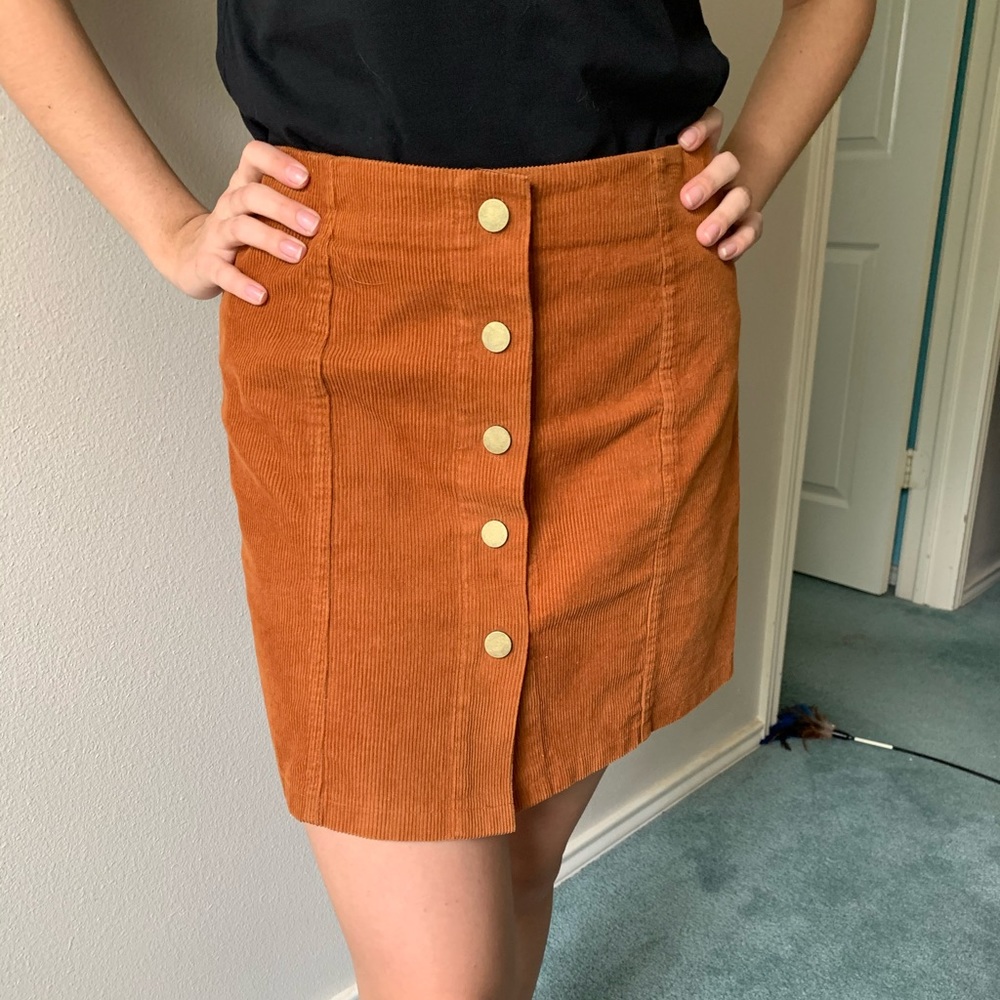 Burnt Orange Corduroy Skirt!